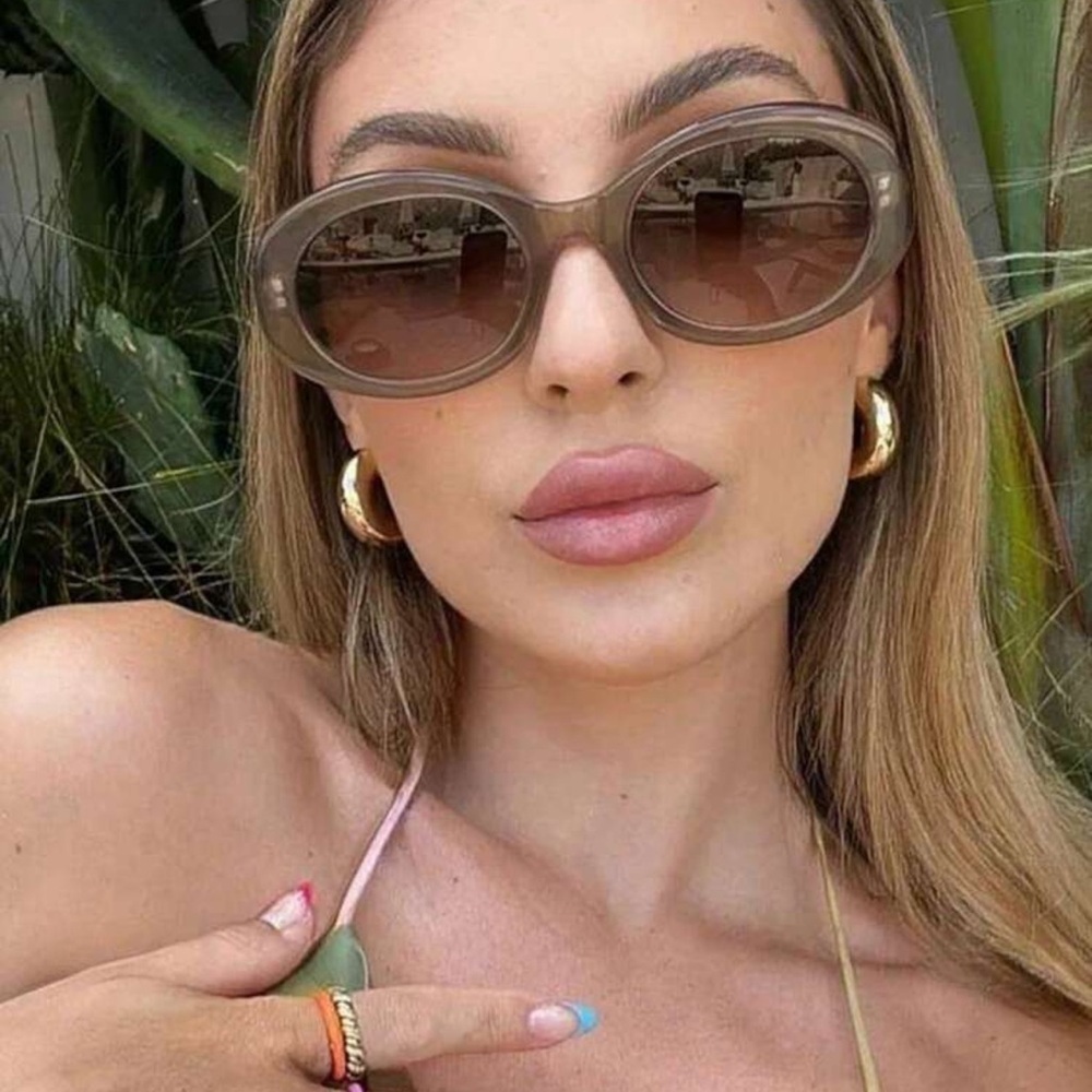 1pc Small Frame Oval Shaped Fashion Glasses, Retro Personality, And Versatile